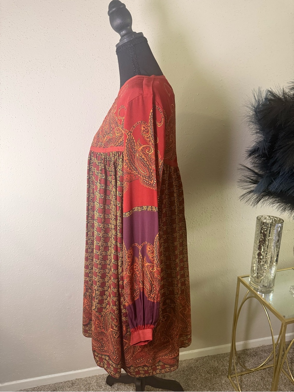 NWT Anthropologie Pinnacle by Shruti Sancheti Boho Paisley Long Sleeve Dress M - Picture 5 of 15